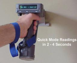 Photo of the RMD LPA-1 XRF taking lead paint readings in Quick Mode