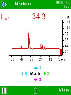 CEL-633 Sound Level Meter Screen Shot with markers